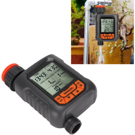 Programmierbarer Bewässerungstimer G3/4 IP65 mit LCD-Bildschirm und Kupferadapter, digitaler Controller für die Gartenbewässerung mit 4 Programmen