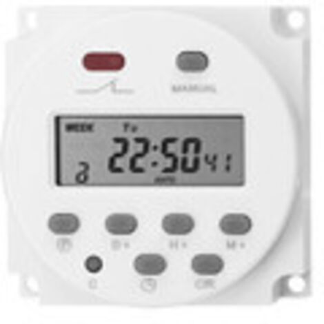 Programmierbarer digitaler Wochentimer, Einbauversion, 16 unabhängige Ein-/Ausschaltprogramme für Beleuchtung, Ventilatoren, Fernseher und Küchengeräte zu Hause oder im Büro