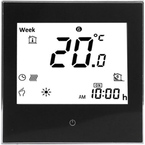 Programmierbarer wöchentlicher Heizungsthermostat mit LCD-Touchscreen, Modell BHT-1000G, schwarz oder weiß.