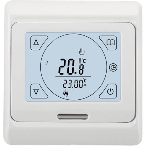 Programmierbarer wöchentlicher Heizungsthermostat mit Touchscreen, 230 V AC, 3 A, geeignet für Fußbodenheizung, Weiß