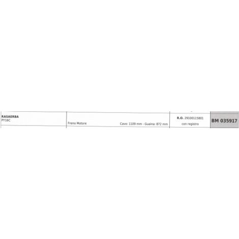 PROGREEN cable freno motor cortacésped PY16C cable 1109 mm funda 872 mm