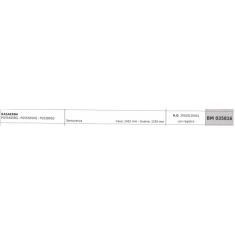 PROGREEN câble tondeuse PG5540SBQ PG5550SHQ câble 1432 mm gaine 1193 mm