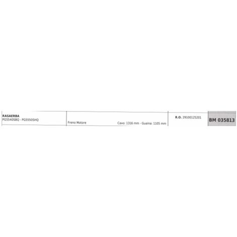 PROGREEN Tondeuse à gazon PG5540SBQ câble frein moteur 1316 mm câble 1105 mm gaine