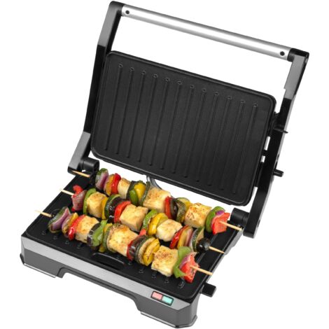 Progress EK5854P 2 in 1 Grill salute - griglia elettrica con piastre antiaderenti, si apre fino a 180° per la cottura doppia, nessun olio necessario, vassoio raccogligocce rimovibile, 850W