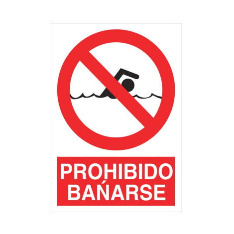 Prohibido bañarse, señal de pictograma y texto Poliestireno 297X210