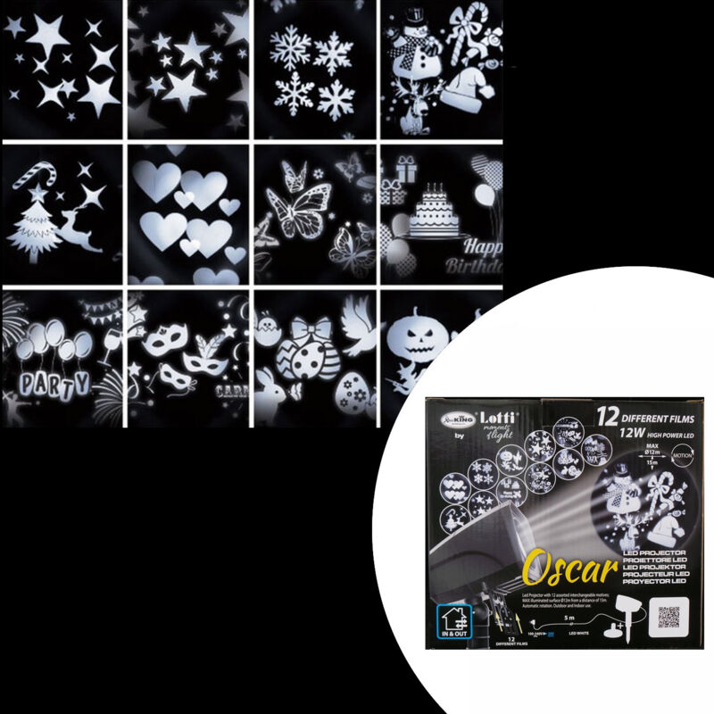 Proiettore Solare Natale Con Effetti Neve E Decorazioni - Testa Rotante, Area 9-25 M², 3 Velocità, Per Esterni, Pannello Solare Integrato