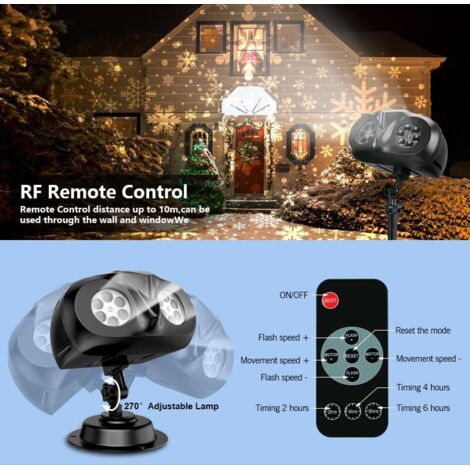 Proiettore a doppia testa per fiocchi di neve, decorazioni natalizie per esterni/interni, lampada di proiezione a LED, lampada di proiezione rotante bianca impermeabile per Natale, festività, feste