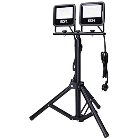 Proiettore a LED con treppiede 2x30w 2x2370lm 4000k luce diurna serie nera edm