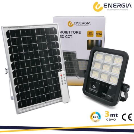 PROIETTORE C/PANNELLO SOLARE 100W 1100LM CCT TELECOM