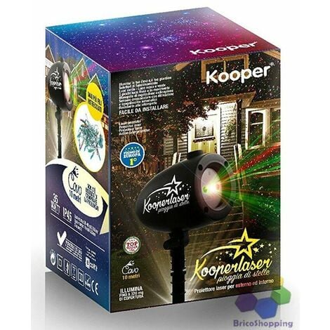 BRICOSHOPPING Proiettore con giochi luce da esterno led rosso verde kooper natale feste laser