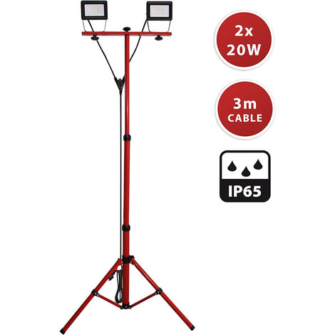PROIETTORE FARETTO LED DOPPIO FARI LED 2x20W TREPPIEDE TELESCOPICO VELAMP