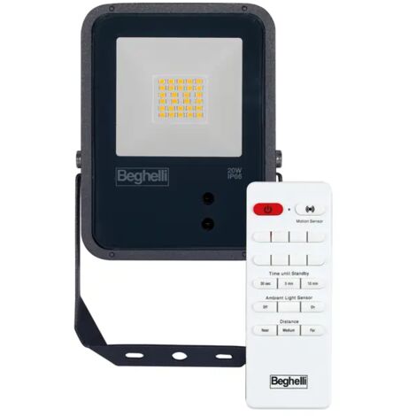 Proiettore floodlight fl led 20w nero ip66 sens 4k beghelli 86169