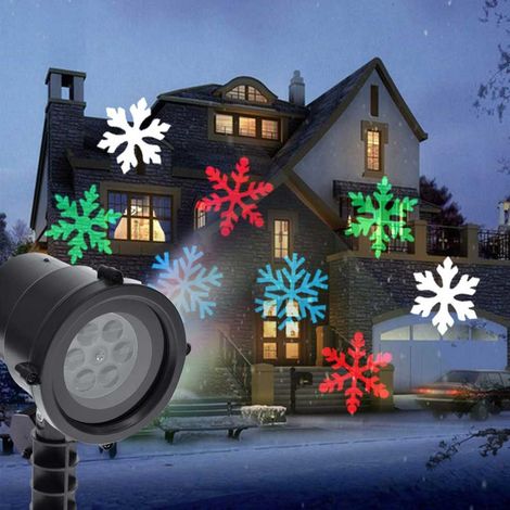 Proiettore Laser Esterno Natale.Proiettore Laser Led Rgb Natale Esterno Giochi Luce Fiocchi Di Neve Multicolore