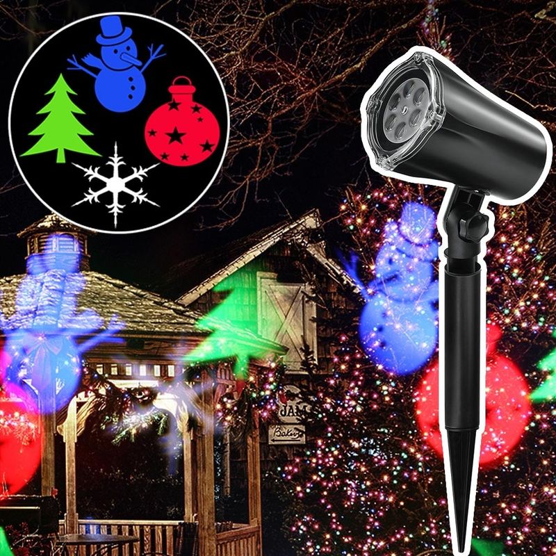 Proiettore Luci Natalizie Bianche.Proiettore Laser Natale Per Esterno Giardino Neve Albero Natale Stella Luci Led 07199