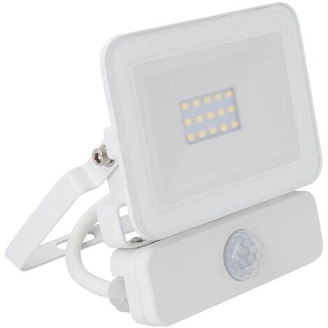 Proiettore LED 10W 120lm/W IP65 Slim con Sensore di Movimento PIR  4500K Bianco Naturale
