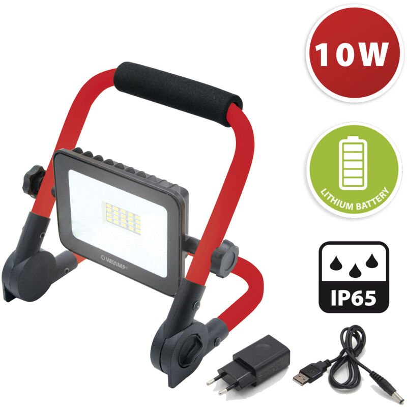 Proiettore Led 10w 600lm Ricaricabile con Supporto...