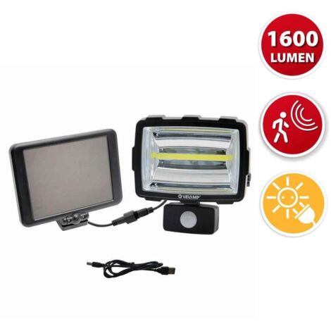PROIETTORE LED 1600 LUMEN A RICARICA SOLARE, CON RILEVATORE DI MOVIMENTO VELAMP