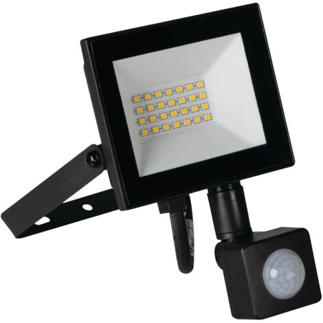 Proiettore LED 20W - Detettore PIR - IP44 - 1700lm - Nero - Aluminio