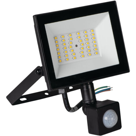 Proiettore LED 30W - Detettore PIR - 2650lm - IP44 - Nero - Aluminio