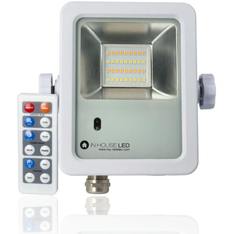 Proiettore LED con rilevatore di presenza, 15W, 220Vac, con regolazione temperatura luce (Calda - Naturale - Fredda), Bianco