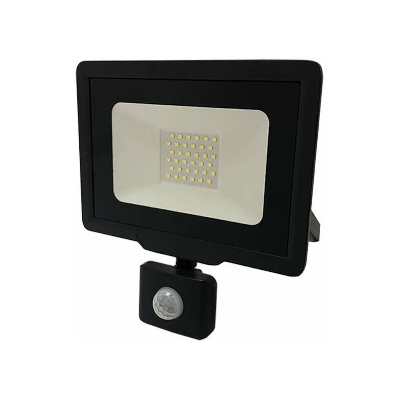 Image of Proiettore led Nero da 30W (150W) con Sensore IP65 2400lm - Bianco Naturale 4500K