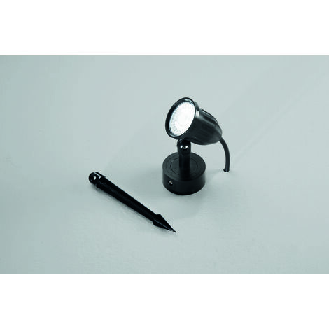 Proiettore LED PEG in termoplastica nera con picchetto luce naturale