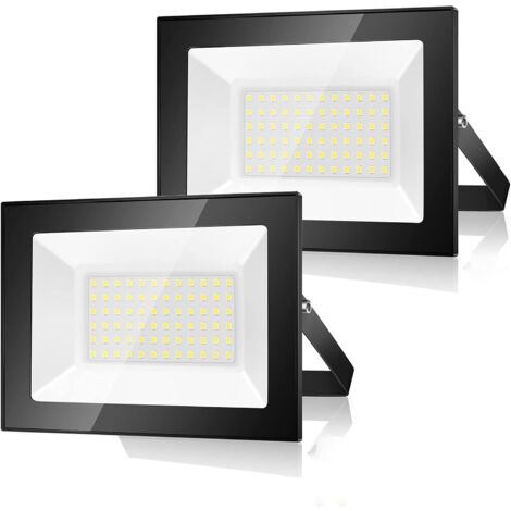 BLEOSAN Proiettore LED per esterno 2PC 50W 5000LM 6500K Faretto LED per esterno IP66 Bianco freddo per patio, garage, giardino, terrazza, fabbrica