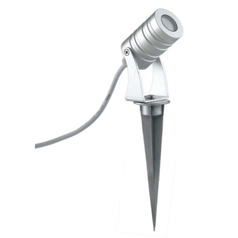 Proiettore LED per esterno IRIDE argento con picchetto incluso 3x1W con funzione RGB