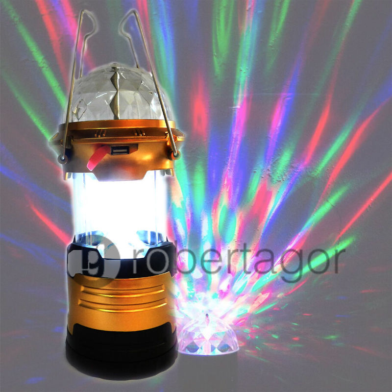 Image of Robertagor - Proiettore luci led campeggio discoteca rgb ricaricabile multicolore powerbank