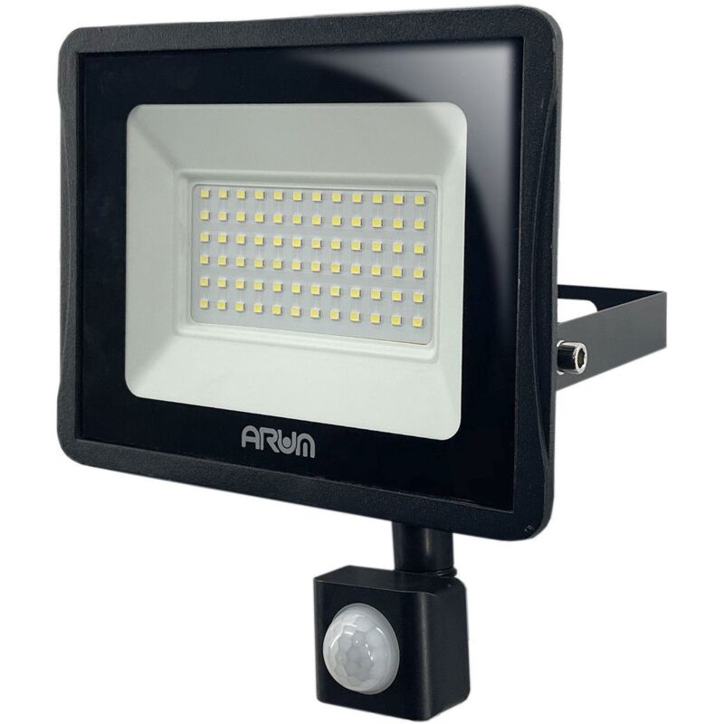 Image of Arum Lighting - Proiettore led 50W Rilevatore di movimento nero IP65 Température de Couleur: Blanc Froid 6000K