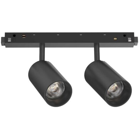 Proiettore Regolabile On-Off Ego Alluminio Nero 2 Luci Led 16W 3000K Luce Calda