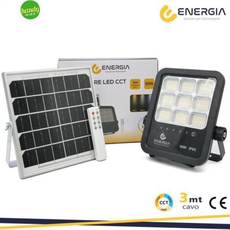 PROIETTORE SOLARE 50W CCT (3000-6400K) 550LM PANN.6W                                                     - Luce FREDDA