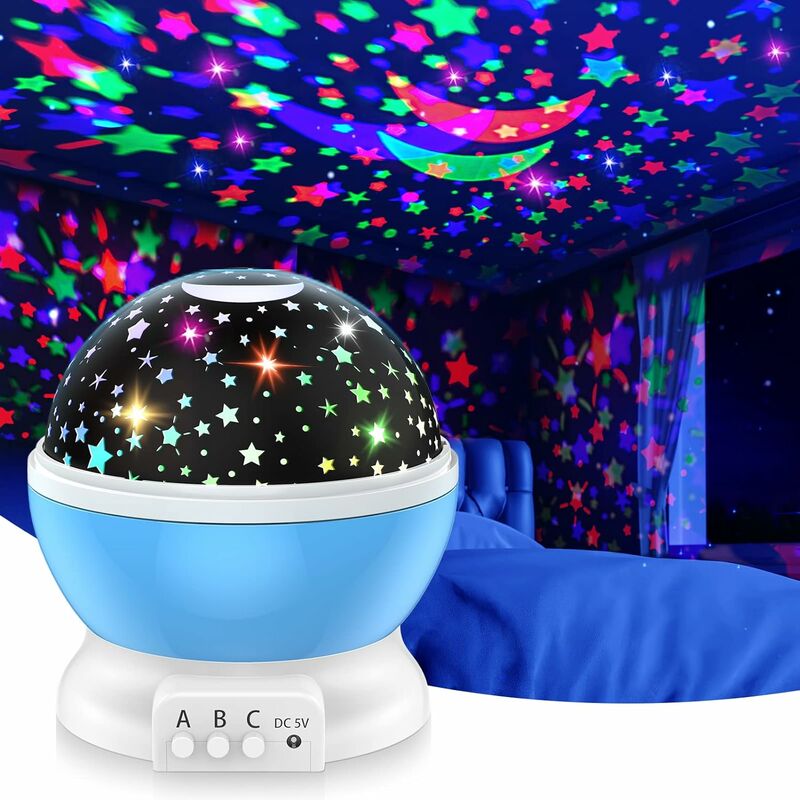 Image of Fortuneville - Bambini stelle proiettore luce notturna giocattoli per bambini per 2 - 12 anni 1pc (cielo stellato blu rotante)