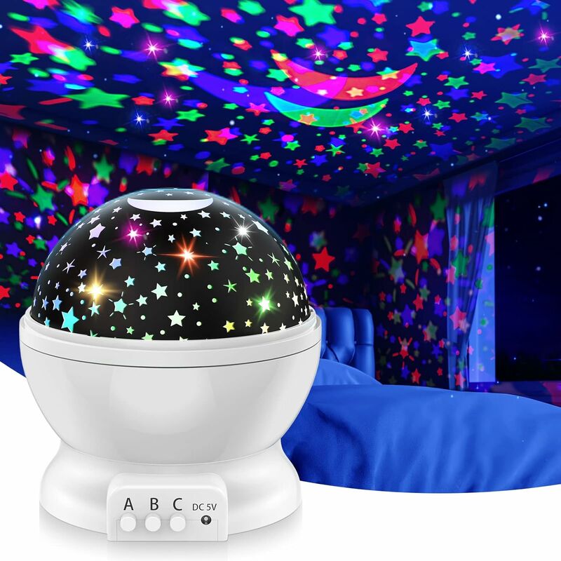 Image of Proiettore stelle per bambini luce notturna giocattoli per bambini per 2 - 12 anni 1pc (cielo stellato bianco rotante)