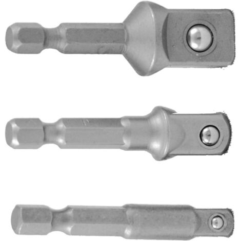 Projahn 1/4 Bit Adapter Set 3-tlg.. Länge 50 mm für Stecknüsse 1/4, 3/8, 1/2