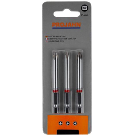 Projahn 1/4 markierter Bit Phillips Nr. 1. 3er Pack L75 mm