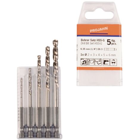 Projahn HSS-G Bohrer Satz 6-kant Schaft E6.3 5-tlg. (2, 3, 4, 5, 6 mm)