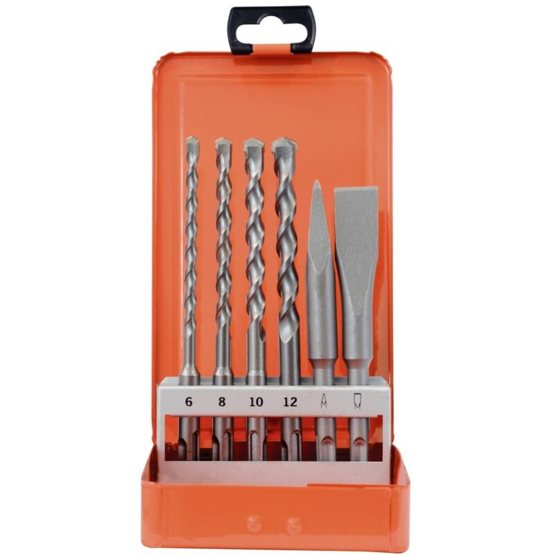 Schill Projahn Hammerbohrer Meißel Set 6-tlg. (ø 6, 8, 10, 12 Mm, Spitz-, Flachmeißel)
