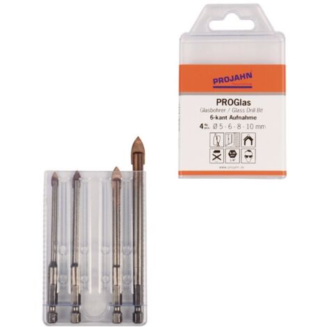 Projahn Satz Glasbohrer 1/4 6-kant Aufnahme 4-tlg. 5, 6, 8, 10 mm