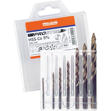 Projahn Spiralbohrer Set DIN338 HSS-Co 5% PROSTEP 7-tlg. Ø 2,5 - 3,3 - 4,2 - 5,0 - 6,8 - 8,5 - 10,2 mm