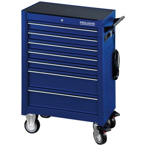 Projahn Werkstattwagen UNIVERSE mit E-Power Elektroverteiler mit 7 Schubfächern Blau