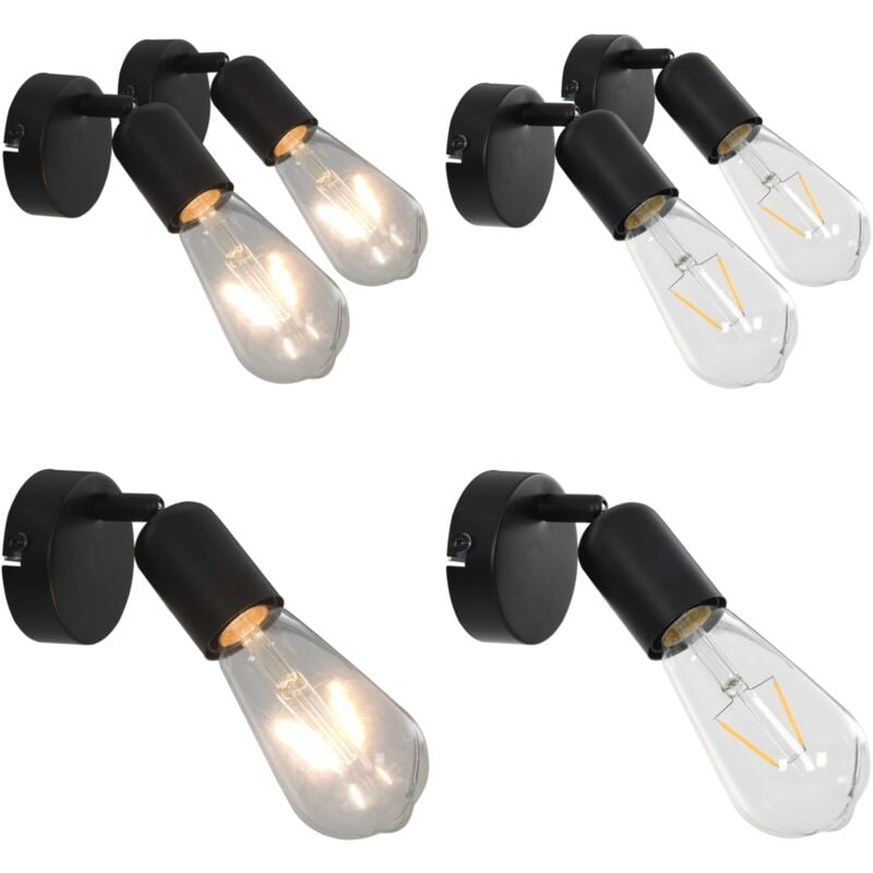 Projecteur 2 pcs avec ampoules à filament 2W Noir E27 - projecteur - projecteurs - Home & Living - Noir