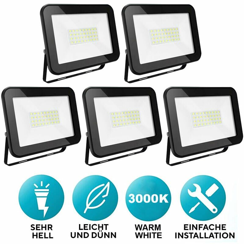 Projecteur à 5 led, 30W, lumière blanche chaude, projecteur à haute luminosité, adapté aux activités de plein air