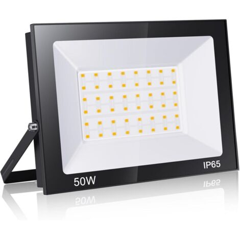 Projecteur 50W 5000LM, Blanc Froid 6500K Super Lumineux Spot LED Extérieur, Lumière de Sécurité IP65 Étanche Verre Trempé à Grain Fin, Floodlight pour Entrée Terrasse Square Usine [Classe énergétique
