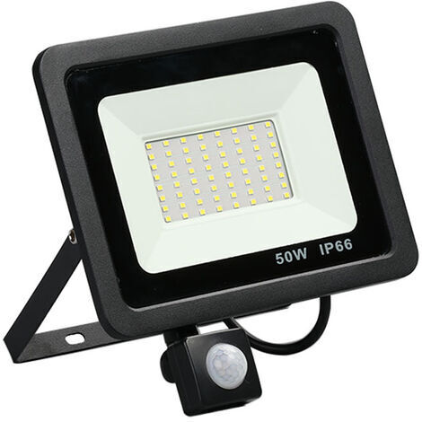 Projecteur à détecteur de mouvement 50W – Étanche IP66 – Lumière blanche froide 6500K – Capteur PIR 180° pour éclairage extérieur