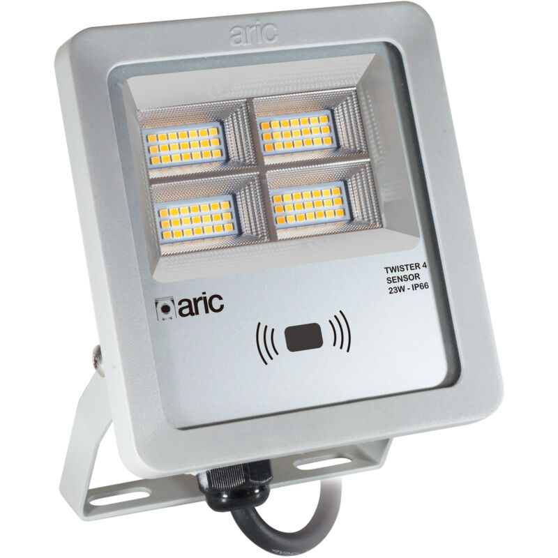Aric - projecteur à led twister 4 - 23w - 3cct - gris - détecteur 51690 Aric - projecteur à led twister 4 - 23w - 3cct - gris - détecteur 51690