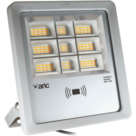 projecteur à led - aric twister 4 - 60w - 3cct - gris - détecteur aric 51692