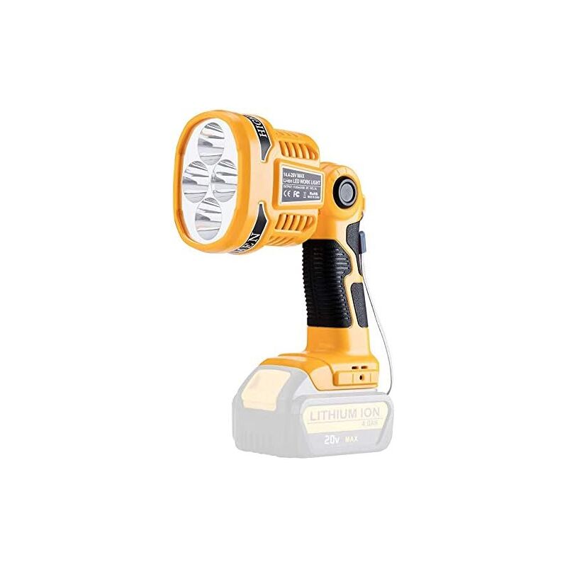 ZVD - Projecteur à led Extérieur Portable 18V - Longue Portée avec Lampe de Poche usb 12W - Compatible avec Batterie au Lithium Dewalt 18V 20V Max