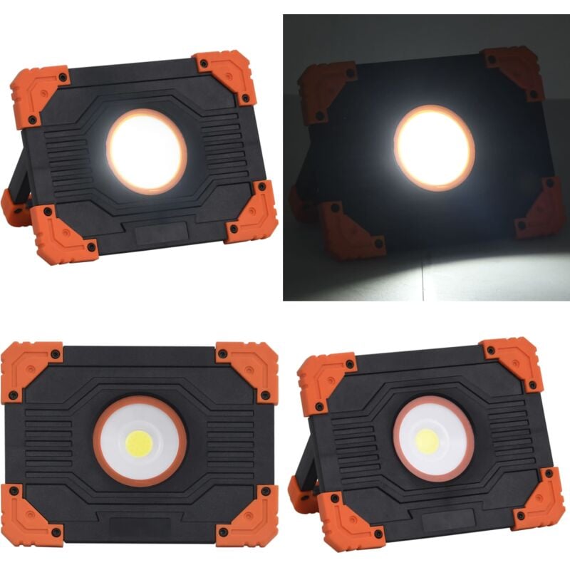 Vidaxl - Projecteur à led portable abs 10 w Blanc froid - projecteur à led - projecteurs à led - Home & Living - Noir