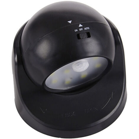 Projecteur à LED sans fil pour intérieur/extérieur avec détecteur de mouvement, marche/arrêt automatique et alimentation par piles Noir